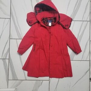 Girls vintage rothschild winter dressy coat tartan plaid trench coat hood